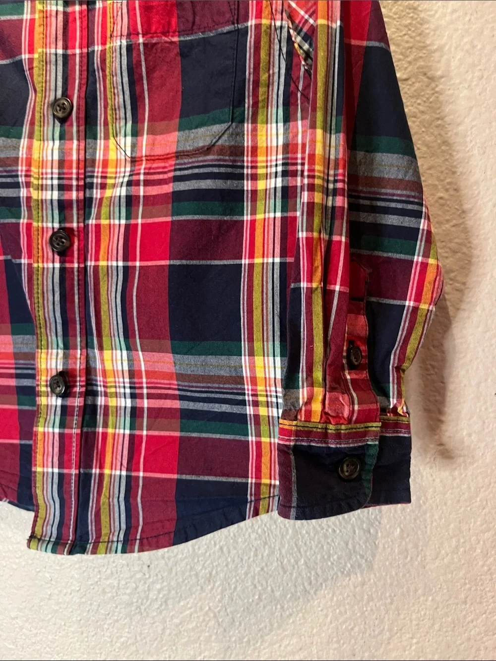 Gymboree Boys Matching Family Plaid Poplin Button Up Shirt Apple Orchard 3T